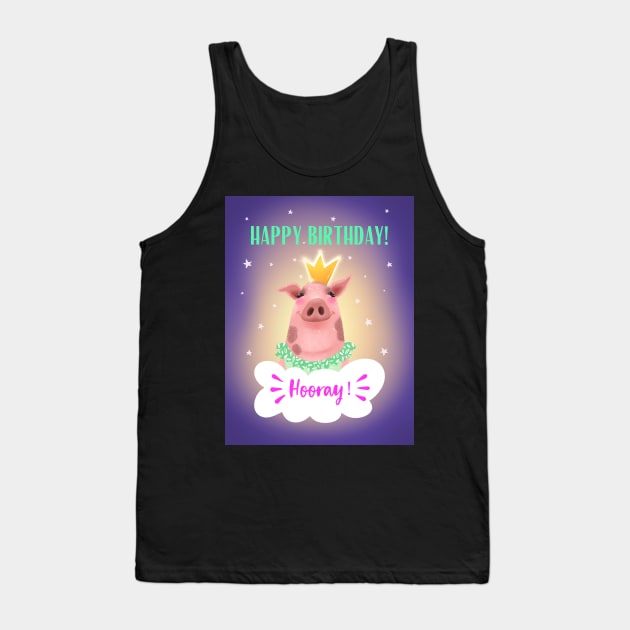 Happy birthday card, pig birthday card Tank Top by LoneJensen